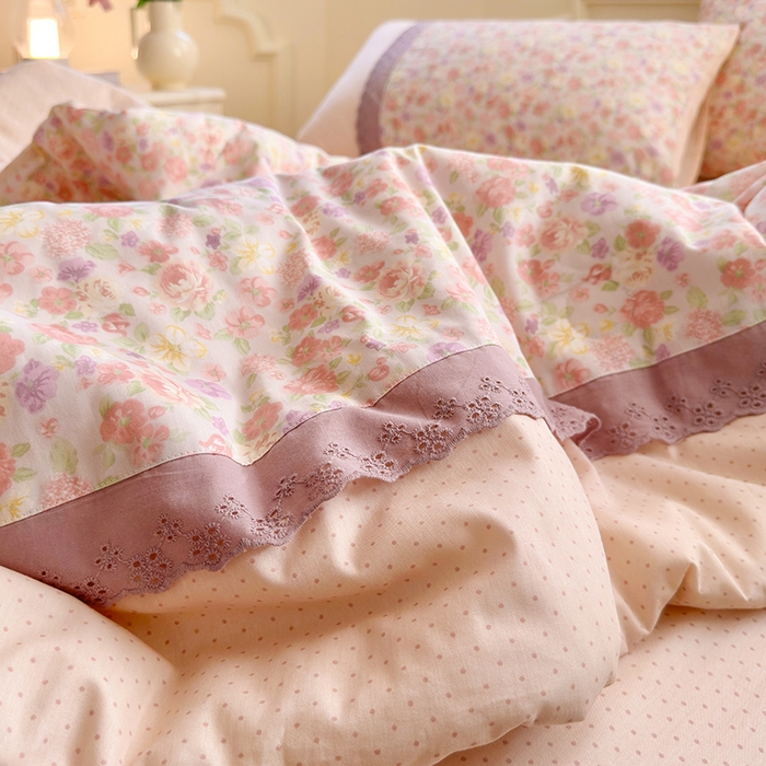 91家纺网 家纺一手货源 找家纺 安莱生活2025新款全棉纯棉小碎花刺绣花边款夏被夏凉被空调被 羽希