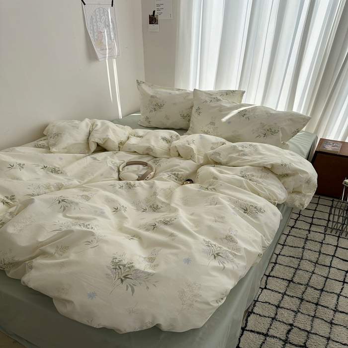 91家纺网 家纺一手货源 找家纺 （总）尺素 全棉卡通可爱儿童四件套纯棉活性A类被套学生宿舍三件套1.8床笠双人床单