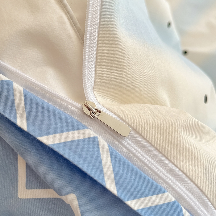 91家纺网 家纺一手货源 找家纺 吉象家纺13070全棉四件套纯棉四件套直播小清新男孩女蓝茵