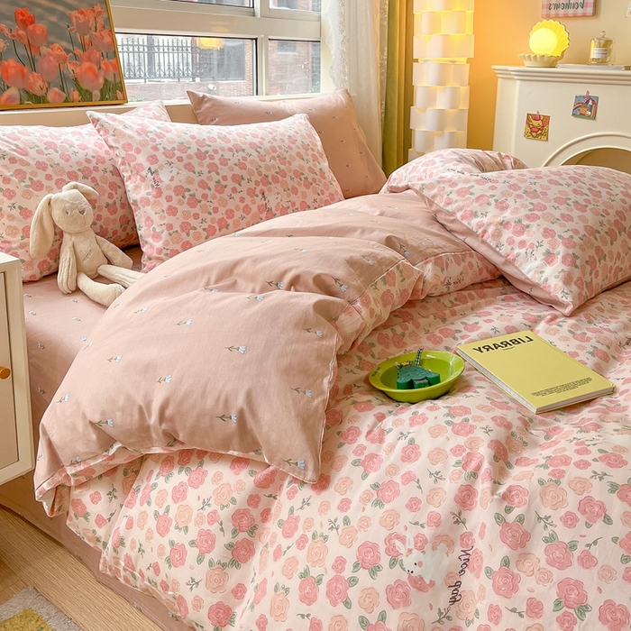 91家纺网 家纺一手货源 找家纺 吉象家纺13070全棉四件套纯棉四件套直播小清新男孩女心动