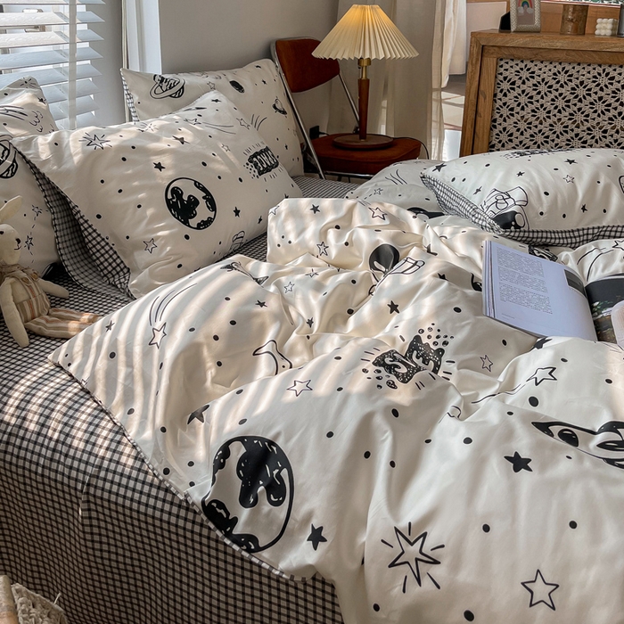 91家纺网 家纺一手货源 找家纺 吉象家纺13070全棉四件套纯棉四件套直播小清新男孩女快乐星球