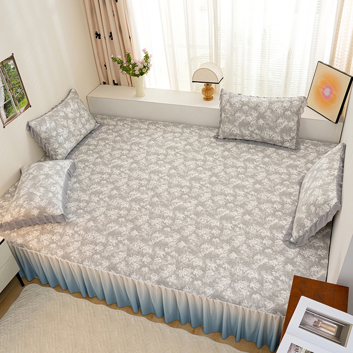 91家纺网 家纺一手货源 找家纺 冬然家纺2025新款冰豆豆榻榻米凉席 梦幻玫瑰-灰