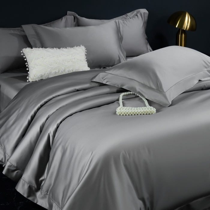 91家纺网 家纺一手货源 找家纺 淼铭家纺 2025新款双股长绒棉四件套-凯瑟系列 凯瑟-绅士灰