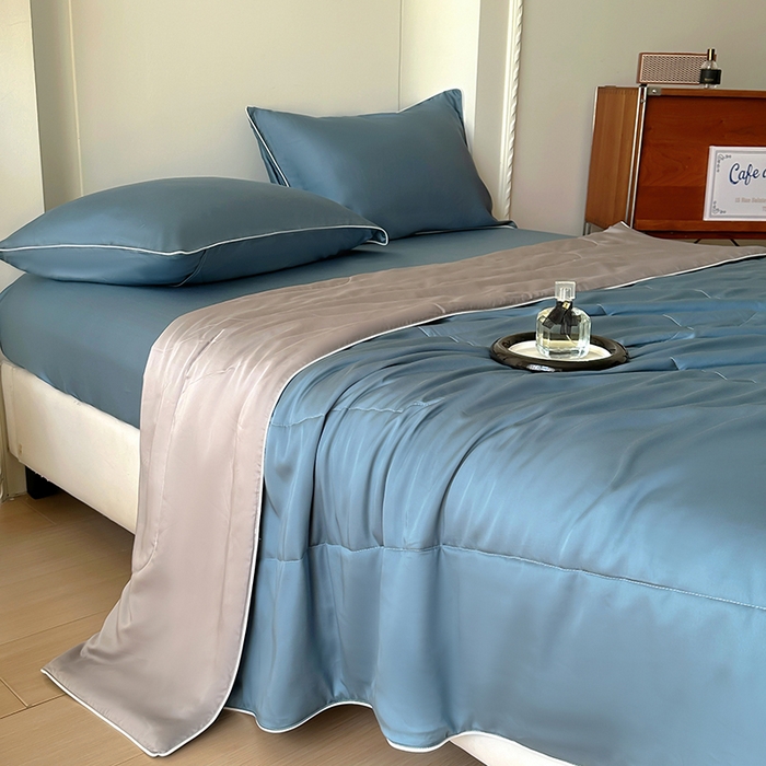 91家纺网 家纺一手货源 找家纺 百寐 2025新款60S兰精天丝夏被系列 管兰+碳灰