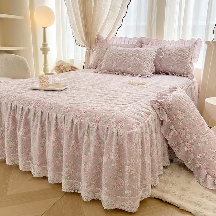 91家纺网 家纺一手货源 找家纺 宜凡家纺 2025新款糯糯棉全夹棉床笠式床裙四件套 柏林梦境