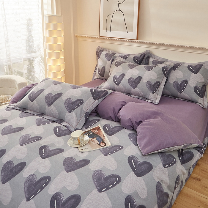 91家纺网 家纺一手货源 找家纺 雲归梦 2025新款纯棉加厚磨毛多规格磨毛四件套 悦动之心