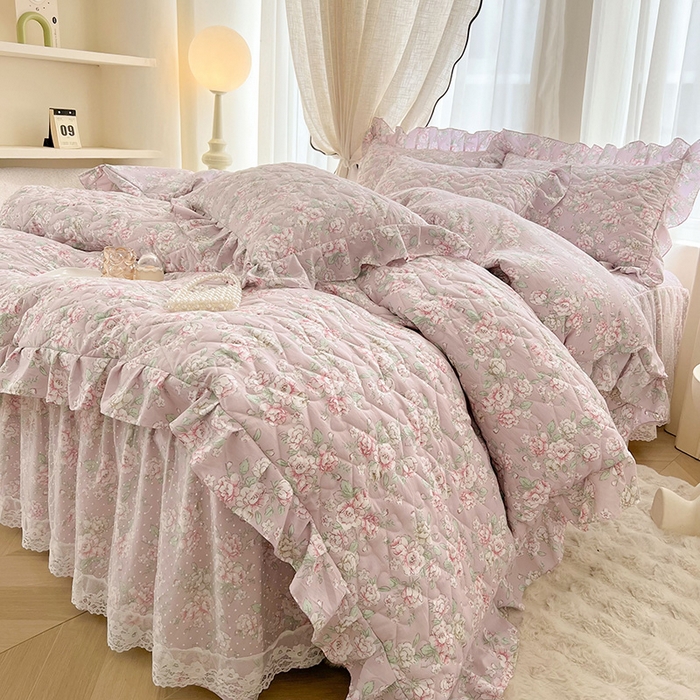 91家纺网 家纺一手货源 找家纺 宜凡家纺 2025新款糯糯棉全夹棉床笠式床裙四件套 柏林梦境