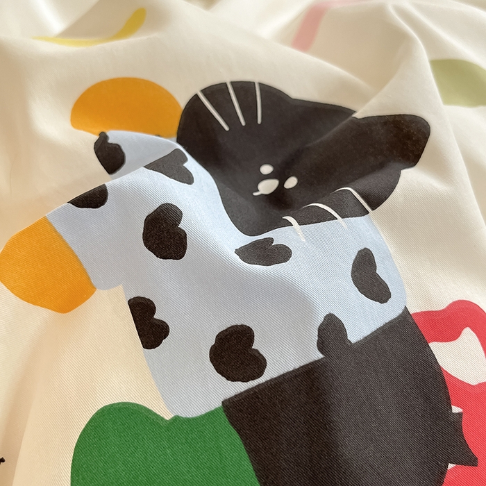 91家纺网 家纺一手货源 找家纺 吉象家纺13070全棉四件套纯棉四件套直播小清新男孩女靴子猫