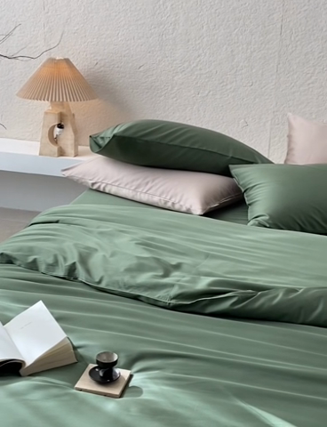 91家纺网 家纺一手货源 找家纺 咏绒家纺工厂店 2025新款60支奥地利兰精天丝纯色天丝棉四件套 松石绿（翠绿）