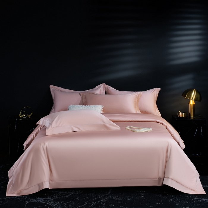 91家纺网 家纺一手货源 找家纺 淼铭家纺 2025新款双股长绒棉四件套-凯瑟系列 凯瑟-云锦粉