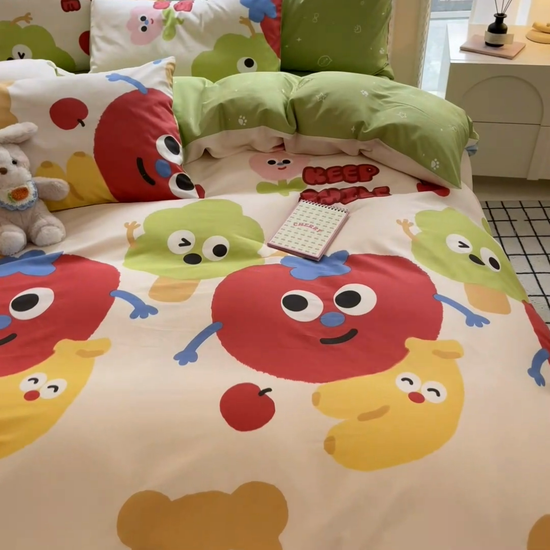 91家纺网 家纺一手货源 找家纺 吉象家纺13070全棉四件套纯棉四件套直播小清新男孩女微笑天团