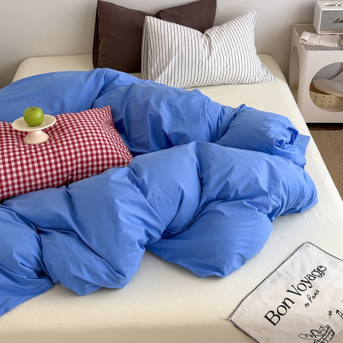 91家纺网 家纺一手货源 找家纺 （总）艾沁2025新款全棉水洗棉撞色混搭四件套