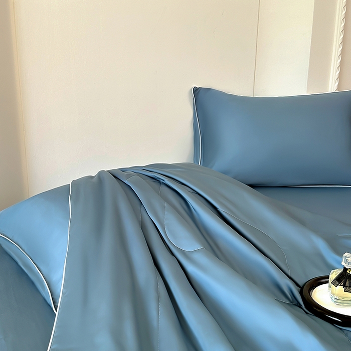 91家纺网 家纺一手货源 找家纺 百寐 2025新款60S兰精天丝夏被系列 管蓝