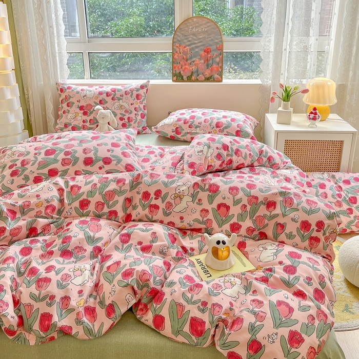 91家纺网 家纺一手货源 找家纺 吉象家纺13070全棉四件套纯棉四件套直播小清新男孩女遇见爱