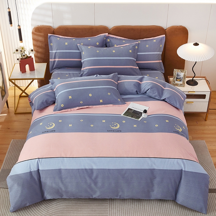 91家纺网 家纺一手货源 找家纺 雲归梦 2025新款纯棉加厚磨毛多规格磨毛四件套 月光生活粉