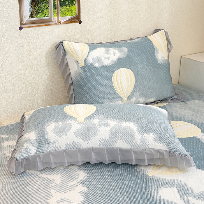 91家纺网 家纺一手货源 找家纺 冬然家纺2025新款冰豆豆榻榻米凉席 梦幻气球-灰