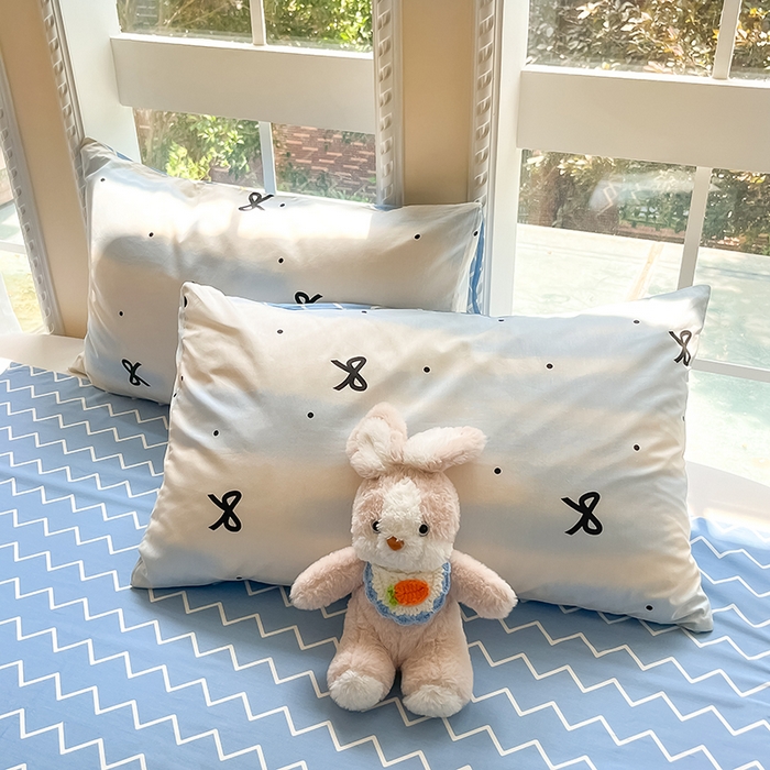 91家纺网 家纺一手货源 找家纺 吉象家纺13070全棉四件套纯棉四件套直播小清新男孩女蓝茵