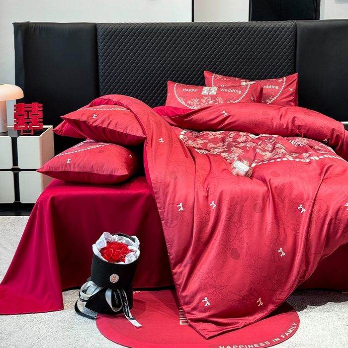 91家纺网 家纺一手货源 找家纺 （总）奥汀洛家纺 2025新款亲肤棉数码印花婚庆四件套