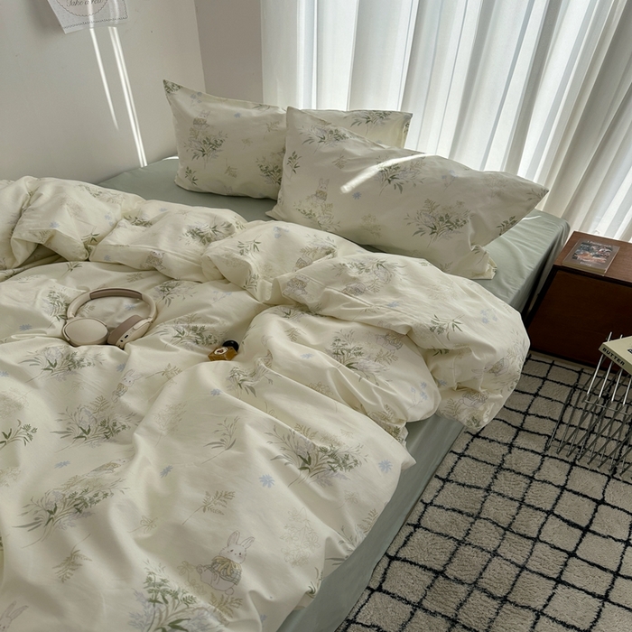 91家纺网 家纺一手货源 找家纺 （总）尺素 全棉卡通可爱儿童四件套纯棉活性A类被套学生宿舍三件套1.8床笠双人床单