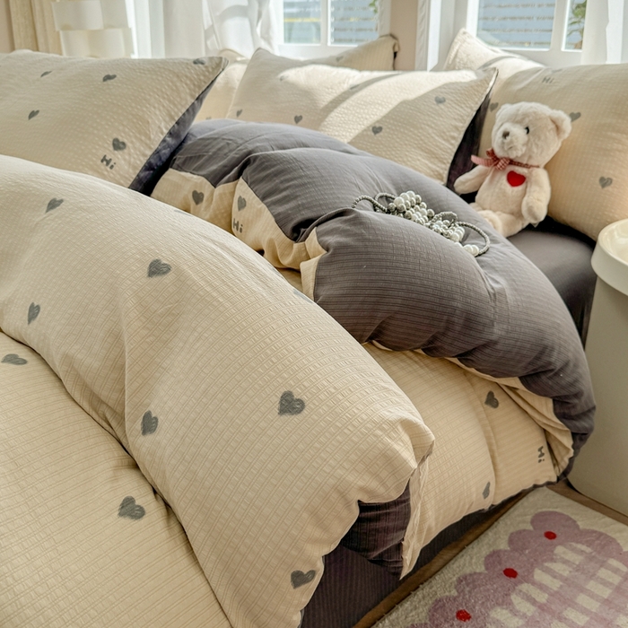 91家纺网 家纺一手货源 找家纺 壹号库 2025新款A类提花有氧彩竺绵四件套 莫里