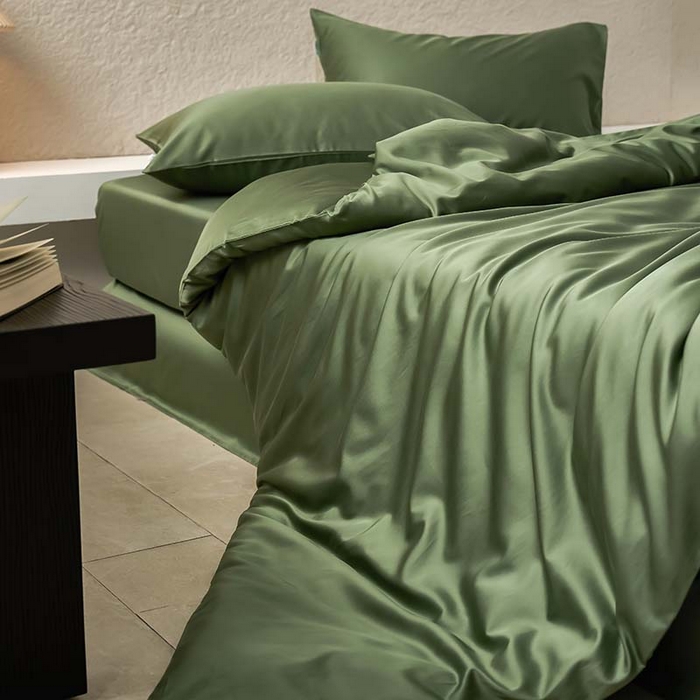 91家纺网 家纺一手货源 找家纺 咏绒家纺工厂店 2025新款60支奥地利兰精天丝纯色天丝棉四件套 松石绿（翠绿）