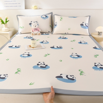 91家纺网 家纺一手货源 找家纺 （总）牵依 2025春夏新款A类碳光冰丝席凉感印花三明治凉席