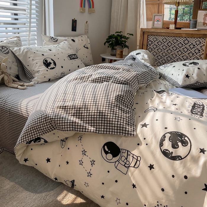 91家纺网 家纺一手货源 找家纺 吉象家纺13070全棉四件套纯棉四件套直播小清新男孩女快乐星球