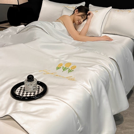 91家纺网 家纺一手货源 找家纺 （总）伊梵居 2025新款水洗真丝刺绣夏被四件套