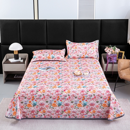 91家纺网 家纺一手货源 找家纺 念家居 2025新款5D数码印花凉感丝凉席款 活力熊-米粉