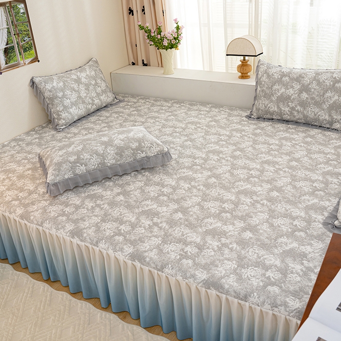 91家纺网 家纺一手货源 找家纺 冬然家纺2025新款冰豆豆榻榻米凉席 梦幻玫瑰-灰