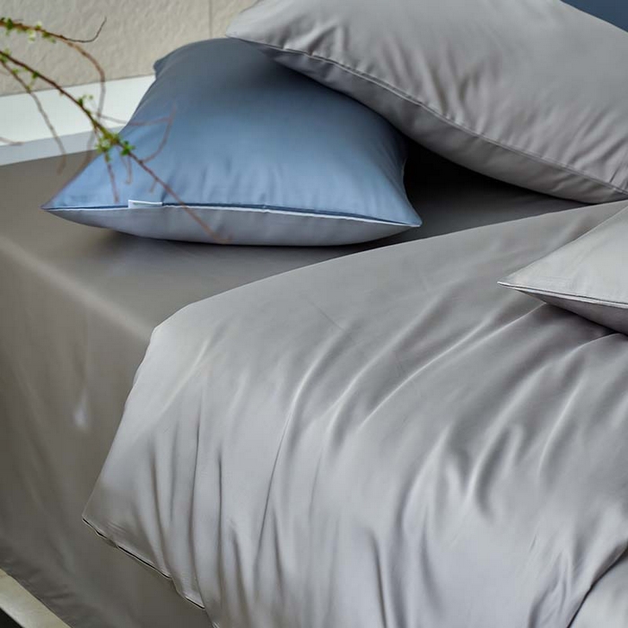 91家纺网 家纺一手货源 找家纺 咏绒家纺工厂店 2025新款60支奥地利兰精天丝纯色天丝棉四件套 典雅灰（大理石灰）