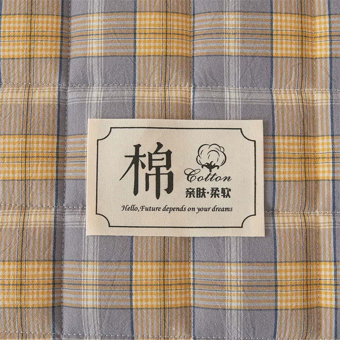 91家纺网 家纺一手货源 找家纺 伊人坊2025新款全棉色织水洗棉六面全包床笠床垫保护套无印风 单层床围-黄调格