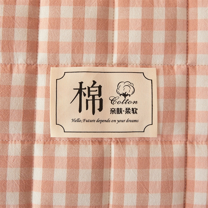 91家纺网 家纺一手货源 找家纺 伊人坊2025新款全棉色织水洗棉六面全包床笠床垫保护套无印风 单层床围-粉小格