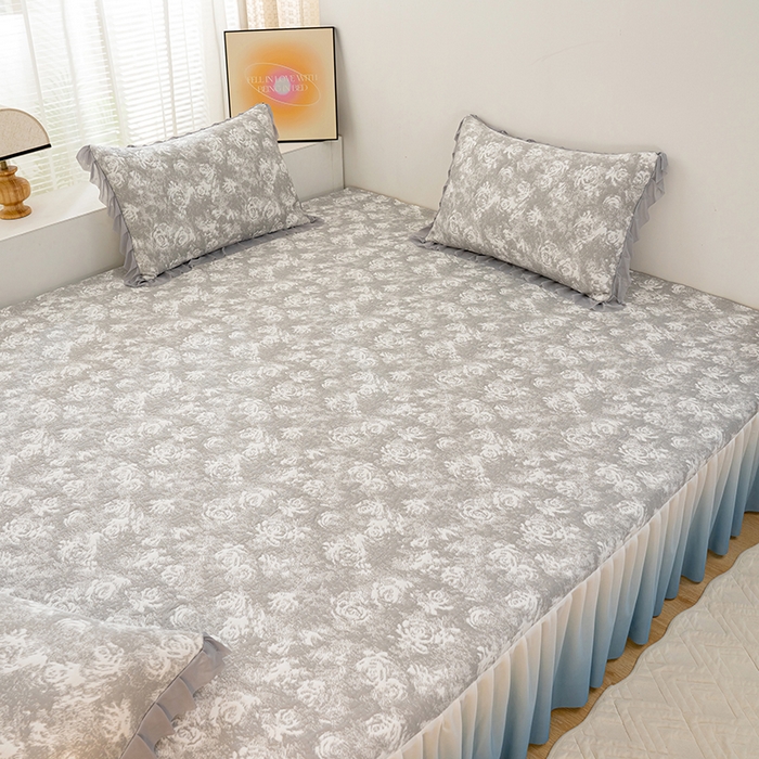 91家纺网 家纺一手货源 找家纺 冬然家纺2025新款冰豆豆榻榻米凉席 梦幻玫瑰-灰