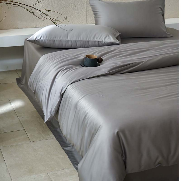 91家纺网 家纺一手货源 找家纺 咏绒家纺工厂店 2025新款60支奥地利兰精天丝纯色天丝棉四件套 典雅灰（大理石灰）