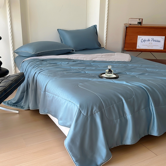 91家纺网 家纺一手货源 找家纺 百寐 2025新款60S兰精天丝夏被系列 管兰+碳灰