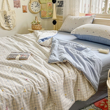 91家纺网 家纺一手货源 找家纺 （总）一比一家纺 2025新款云感皱皱纱简单款夏被夏凉被空调被四件套