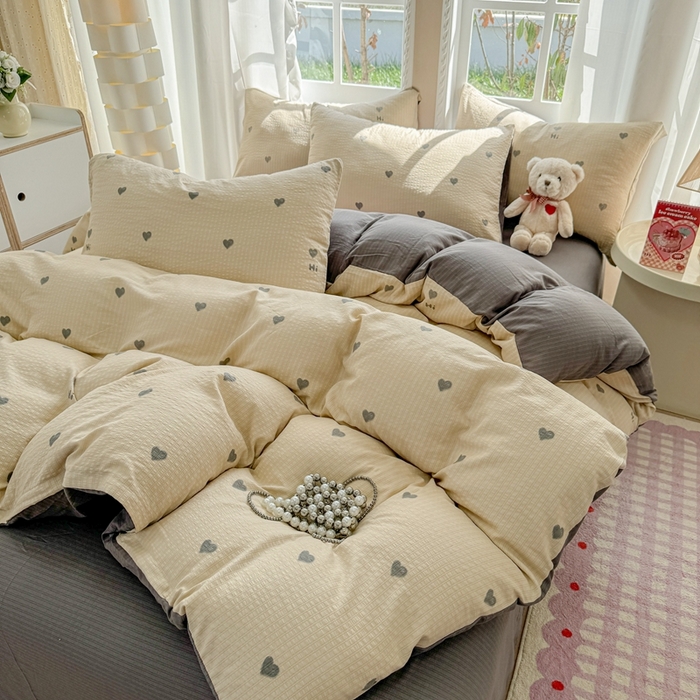 91家纺网 家纺一手货源 找家纺 壹号库 2025新款A类提花有氧彩竺绵四件套 莫里