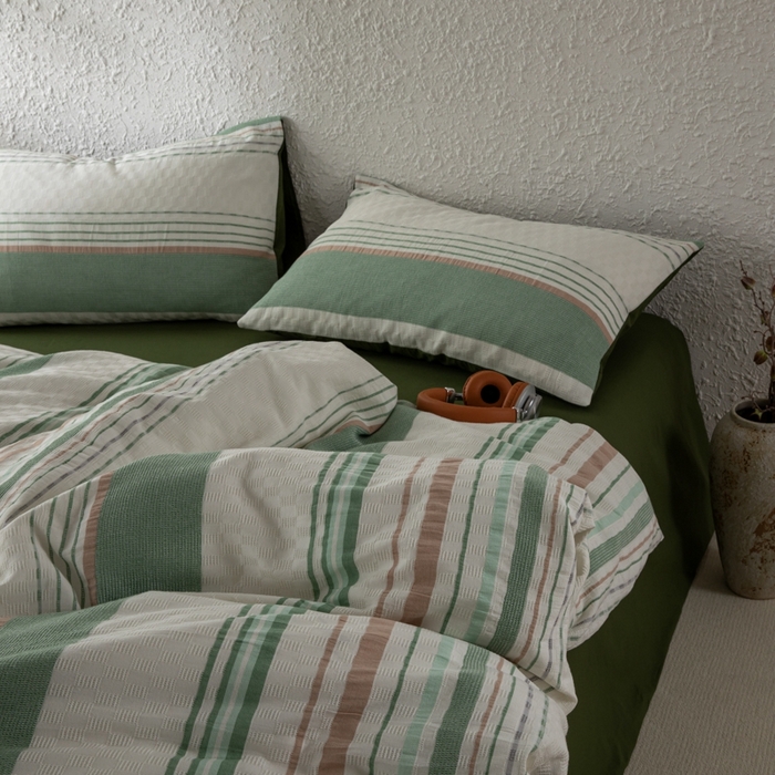 91家纺网 家纺一手货源 找家纺 （总）简宜家居（朝初家纺） 2025新款华夫纯棉格色织提花四件套