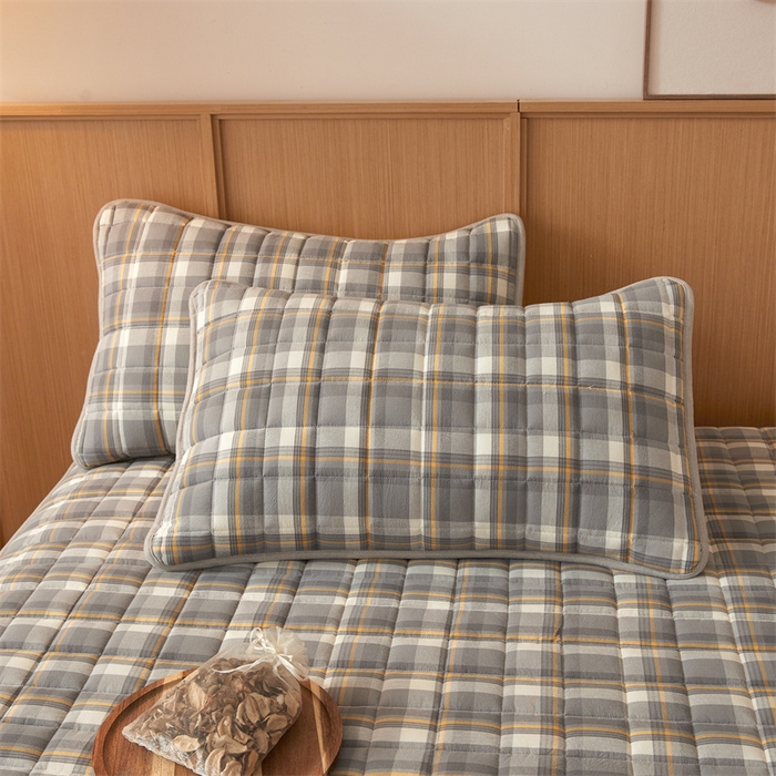 91家纺网 家纺一手货源 找家纺 伊人坊2025新款全棉色织水洗棉六面全包床笠床垫保护套无印风 夹棉床围-诺卡格