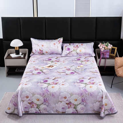 91家纺网 家纺一手货源 找家纺 念家居 2025新款5D数码印花凉感丝凉席款 爱在花海