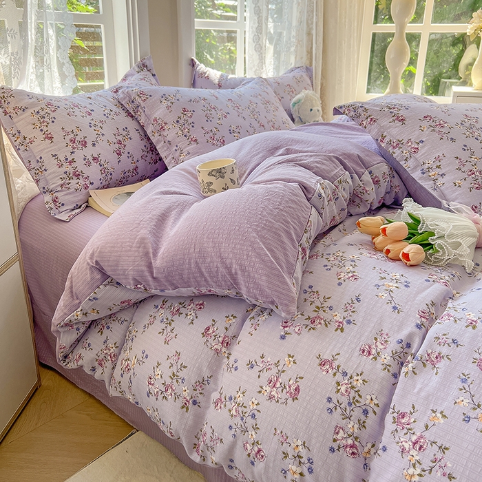 91家纺网 家纺一手货源 找家纺 壹号库 2025新款A类提花有氧彩竺绵四件套 陌上花开