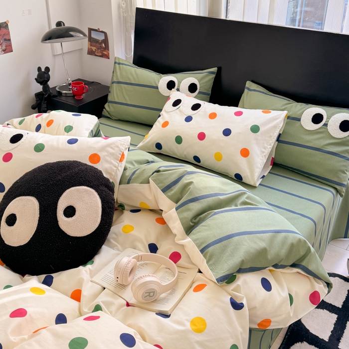 91家纺网 家纺一手货源 找家纺 吉象 2025新款大眼睛毛巾绣四件套 大眼睛-多彩生活