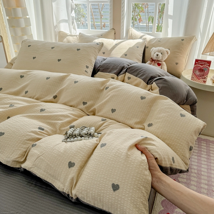 91家纺网 家纺一手货源 找家纺 壹号库 2025新款A类提花有氧彩竺绵四件套 莫里