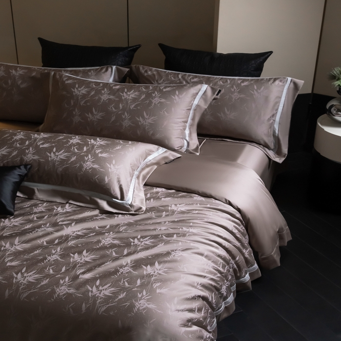 91家纺网 家纺一手货源 找家纺 安莱生活2025新款天丝棉拼接暗合工艺四件套-邂逅系列 雨沫风铃