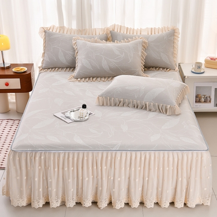 91家纺网 家纺一手货源 找家纺 （总）家之硕家纺 2025春夏新款凉感提花凉席三件套-夏日清凉系列