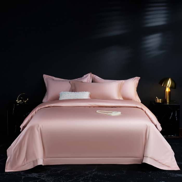 91家纺网 家纺一手货源 找家纺 淼铭家纺 2025新款双股长绒棉四件套-凯瑟系列 凯瑟-云锦粉