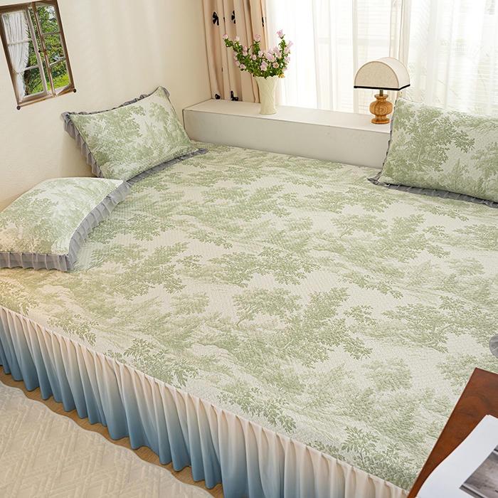 91家纺网 家纺一手货源 找家纺 冬然家纺2025新款冰豆豆榻榻米凉席 梦幻森林-绿