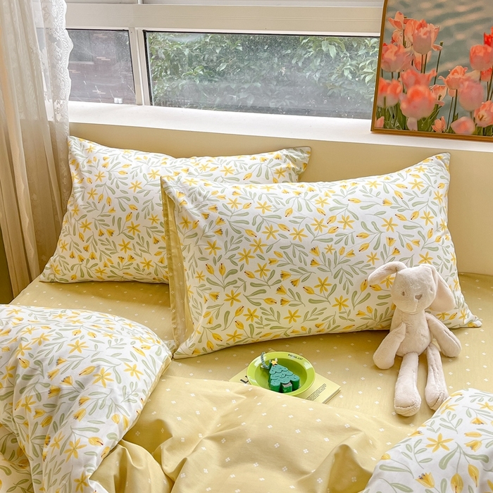 91家纺网 家纺一手货源 找家纺 吉象家纺13070全棉四件套纯棉四件套直播小清新男孩女春野