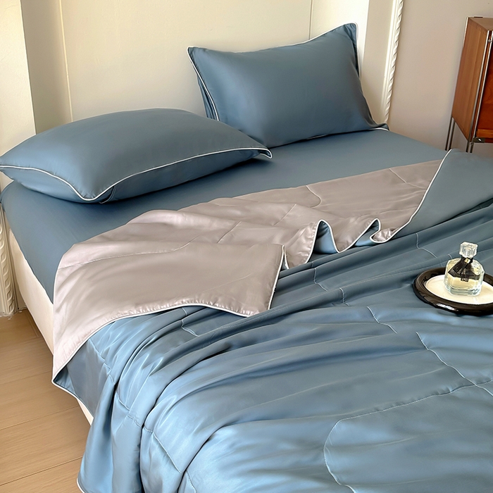 91家纺网 家纺一手货源 找家纺 百寐 2025新款60S兰精天丝夏被系列 管兰+碳灰